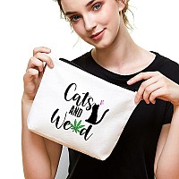 Ihopes Funny Leaf Makeup Bag Gift For Women Best Friends Sister Teen Girls I Only Need My Cat And Makeup Bagcat Lover Gift