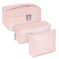 Wandf 3 Pieces Makeup Bag Toiletry Bag Portable Cosmetic Pouch Travel Organizer Waterresistant For Women M Pearlylustre Me