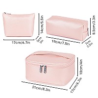 Wandf 3 Pieces Makeup Bag Toiletry Bag Portable Cosmetic Pouch Travel Organizer Waterresistant For Women M Pearlylustre Me