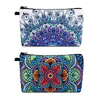 Magefy Makeup Bag Small Cosmetic Bag For Women Cute Makeup Pouch 2 Packs Blue