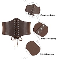 Leacoolkey Laceup Cinch Belt Women Coffee Corset Waist Belt Tied Corset Elastic Belt Obi Belt For Women For Dress Halloween