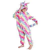 Newplush Unisex Children Unicorn Pyjamas Halloween Kids Onesie Costume 5T Rainbow Love 4Years