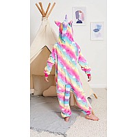 Newplush Unisex Children Unicorn Pyjamas Halloween Kids Onesie Costume 5T Rainbow Love 4Years