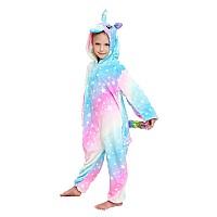 Newplush Unisex Children Unicorn Pyjamas Halloween Kids Onesie Costume 810 Years 01Starry Star 8Years