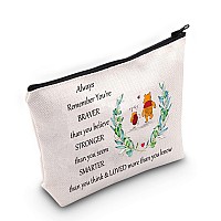 LEVLO Friendship Cosmetic Make up Bag Friend Gift Friendship You Are Braver Stronger Smarter Than You Think Makeup Zipper Pouch Bag (Winnie Bag)