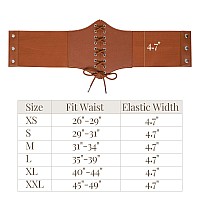 Whippy Womens Laceup Corset Elastic Waist Belt Tied Waspie Wide Belt For Women Halloween Costume Brown L