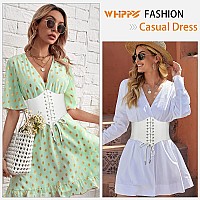 Whippy Womens Laceup Corset Elastic Waist Belt Tied Waspie Wide Belt For Women Halloween Costume White Xl