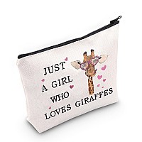 LEVLO Funny Giraffe Cosmetic Bag Animal Lover Gift Just A Girl Who Loves Giraffes Makeup Zipper Pouch Bag Giraffe Lover Gift (Who Loves Giraffes)