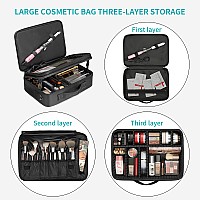 Vlando Large Make Up Bag Case Organizer For Women Adjustable Dividers For Travel Makeup Cosmetics Make Up Bags Brushes Lipstick