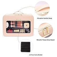 Rownyeon Large 16 Makeup Bag Clear Tpu Material Waterproof Double Zipper Spacious Organizer For Travel Women Pink