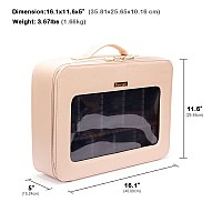 Rownyeon Large 16 Makeup Bag Clear Tpu Material Waterproof Double Zipper Spacious Organizer For Travel Women Pink