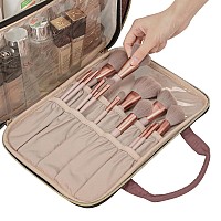 Nishel Travel Makeup Bag Portable Cosmetic Organizer Stand Up Toiletry Bag Travel Cosmetic Case For Travel Sized Toiletries