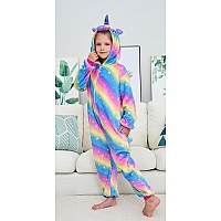 Newplush Unisex Children Unicorn Pyjamas Halloween Kids Onesie Costume 4T Kids Rainbow Galaxy Unicorn