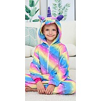 Newplush Unisex Children Unicorn Pyjamas Halloween Kids Onesie Costume 4T Kids Rainbow Galaxy Unicorn