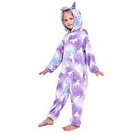 Newplush Unisex Children Unicorn Pyjamas Halloween Kids Onesie Costume 5T Purple Night