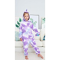 Newplush Unisex Children Unicorn Pyjamas Halloween Kids Onesie Costume 1012 Years Purple Night