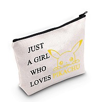 LEVLO Funny Cartoon Cosmetic Bag Anime Theme Fans Gift Just A Girl Who Loves Pika Makeup Zipper Pouch Bag(Who Loves Pika)