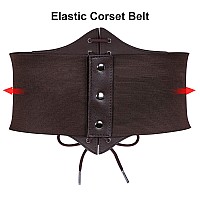 Suosdey 2 Pack Corset Belt For Women Vintage Laceup Elastic Waist Belt Tied Waspie Wide Belt For Halloween Costume