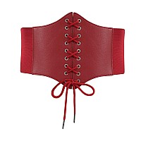 Leacoolkey Laceup Cinch Belt Women Corset Waist Belt Tied Corset Elastic Belt Obi Belt For Women For Dress Halloween Access