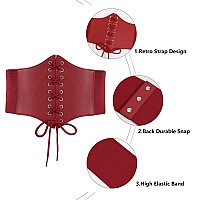 Leacoolkey Laceup Cinch Belt Women Corset Waist Belt Tied Corset Elastic Belt Obi Belt For Women For Dress Halloween Access