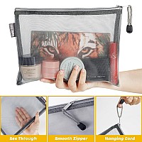 Besharppin 6 Pack Mesh Cosmetic Bags Nylon Makeup Pouches With Zipper For Home Office Purse Diaper Bag Grey