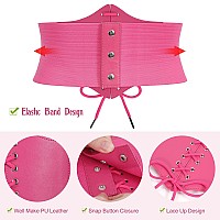 Suosdey Pink Corset Belt For Women Vintage Laceup Elastic Waist Belt Tied Waspie Wide Belt For Halloween Costume