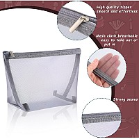 Boao 3 Pieces Mesh Cosmetic Bag Mesh Makeup Bags Mesh Zipper Pouch For Offices Travel Accessories 3 Sizes Grey