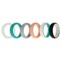 ROQ Turquoise Silicone Wedding Ring Set - 6x5 mm