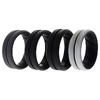 ROQ Silicone Ring for Men - 4 Pack, Size 10, Engr