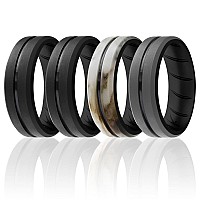 ROQ Silicone Ring for Men - 4 Pack, Size 10, Engr