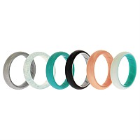 ROQ Turquoise Silicone Wedding Ring Set - Size 9, 6x9