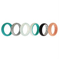 ROQ Turquoise Silicone Wedding Ring Set - 6x4mm for Women