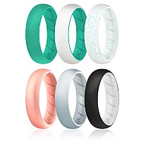 ROQ Turquoise Silicone Wedding Ring Set - 6x4mm for Women