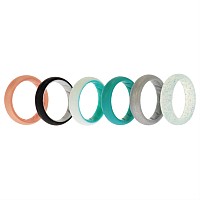 ROQ Silicone Wedding Ring Set - Turquoise, Size 6