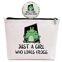 Gevguxluo Frog Gifts For Frog Lovers Frog Makeup Bag For Women With Mirror Frog Birthday Gifts For Daughter Sister Bestie Cut