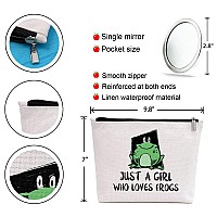 Gevguxluo Frog Gifts For Frog Lovers Frog Makeup Bag For Women With Mirror Frog Birthday Gifts For Daughter Sister Bestie Cut