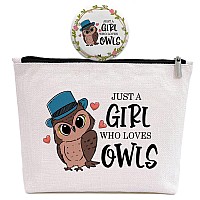 Gevguxluo Owl Gifts For Owl Lovers Owl Makeup Bag For Women With Mirror Owl Birthday Gifts For Daughter Sister Bestie Cute Ow