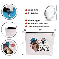 Gevguxluo Owl Gifts For Owl Lovers Owl Makeup Bag For Women With Mirror Owl Birthday Gifts For Daughter Sister Bestie Cute Ow