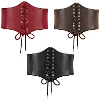 Leacoolkey Laceup Cinch Belt Women Corset Waist Belt Tied Corset Elastic Belt Obi Belt For Women For Dress Halloween Access