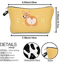 Fitini Makeup Bag Corgi Printed Travel Small Portable Cosmetic Organizer Pouch For Women Girls Zipper Waterproof Clutch Toiletry