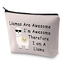 Blupark Funny Llama Gift For Llama Lover Llamas Are Awesome I'M Awesome Therefore I'M A Llama Makeup Bag Animal Lover Gift (I'M A Llama)