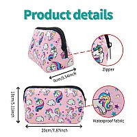 Ajltpa Cosmetic Bag Waterproof Neoprene Zipper Pouch Travel Portable Toiletry Makeup Bags Organizer Case For Women And Girls Pi