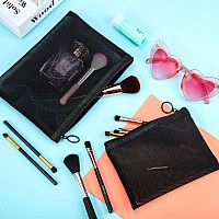 6 Pieces Mesh Makeup Bags Mesh Cosmetic Bag Portable Travel Organizing Zipper Pouch Toiletries Makeup Pouches For Home Office Tr