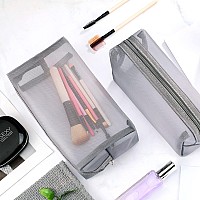 6 Pieces Mesh Makeup Bags Mesh Cosmetic Bag Portable Travel Organizing Zipper Pouch Toiletries Makeup Pouches For Home Office Tr