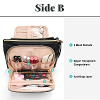 Cubetastic Travel Makeup Bag Large Makeup Pouch Waterproof Portable Cosmetic Organizer Bag Pu Leather Zipper Pouches For Wom