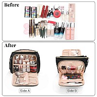 Cubetastic Travel Makeup Bag Large Makeup Pouch Waterproof Portable Cosmetic Organizer Bag Pu Leather Zipper Pouches For Wom