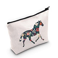 Tobgbe Horse Gift Horse Lover Makeup Bag Inspirational Horse Gift For Women Floral Horse Bag Equestrian Gift (Floral Horse)