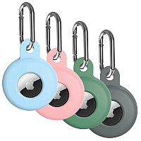 4 Pack Airtag Holder For Apple Air Tag Holder Airtag Case With Antilost Keychain Key Ring Silicone Protective Cover Suitable