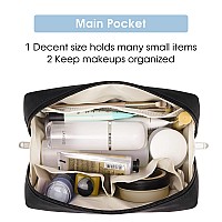 2 Pack Vegan Leather Makeup Bag Zipper Pouch Travel Cosmetic Organizer For Women Large Pack Of 2 Pure Black