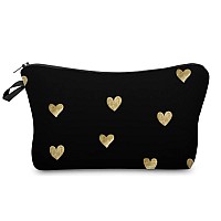 Deanfun Makeup Case Small, Cosmetic Zipper Bag Waterproof for Purse Mini, Women Cute Traveling Accessories Pouch for Ladies Thanksgiving Christmas Gifts(Heart D2-51356)